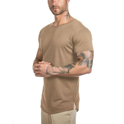 mens tshirts summer curved hem  shirt men bodybuilding  shirt solid hip hop tshirt cotton gyms