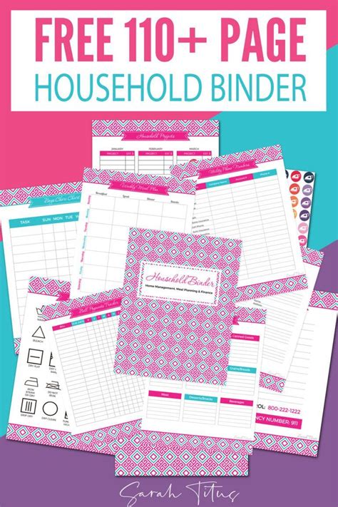 household binder  printables  pages household binder
