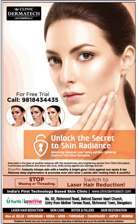 clinic dermatech unlock  secret  skin radiance ad advert gallery
