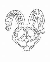 Coloring Skull Pages Dead Sugar Muertos Dia Los Printable Animal Bunny Skeleton Bunnies Kids Sheets Drawing Print Adult Rabbit Skulls sketch template