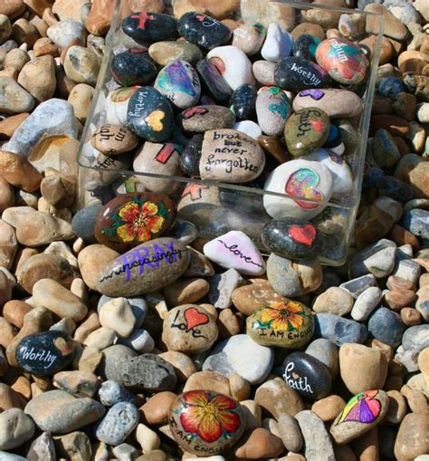 painted pebbles  therapy stones angel army