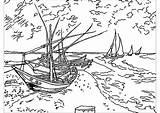 Van Gogh Coloring Pages Boats Fishing Beach Vincent Maries Saintes Adults Print Kids Adult Painting Boat Color Created Printable Choose sketch template