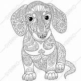 Coloring Pages Mandala Printable Etsy Dachshund Dog sketch template