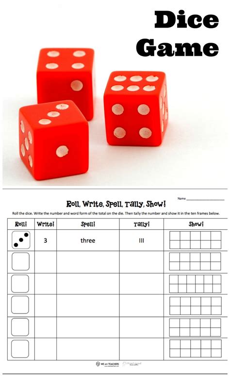 printable   week roll dice write  tally  numbers
