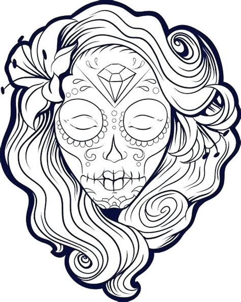 sugar skull drawing template    clipartmag