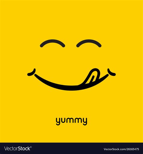 yummy face smile delicious icon logo yummy tongue vector image