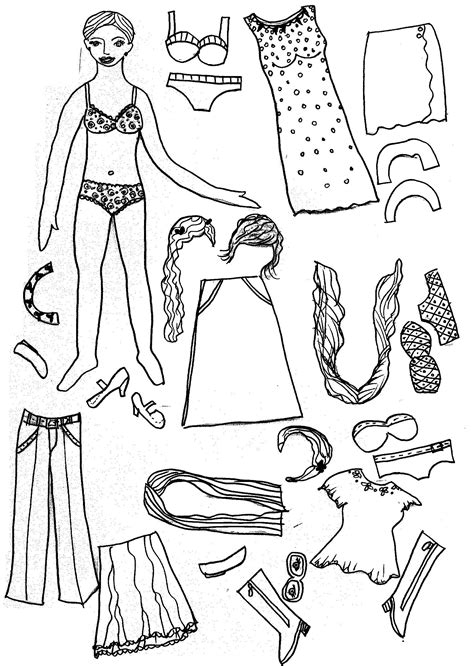 paper doll clothes coloring pages coloring home