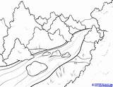 River Draw Step Drawing Line Landscape Drawn sketch template