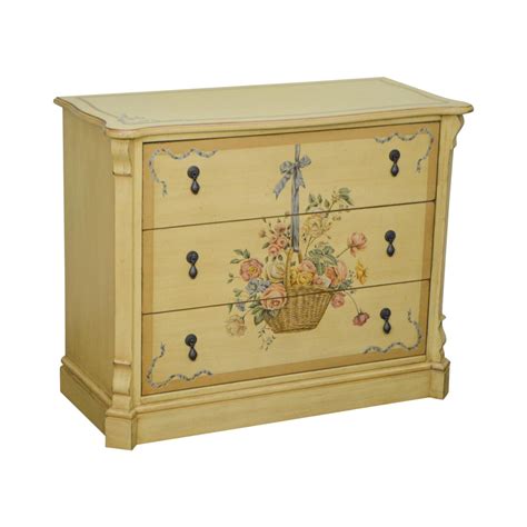 drexel heritage yellow floral paint decorated chest  drawers chairish