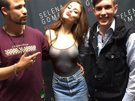 Selena Gomez With Fans Showing Off Her Boobs Nudeshots