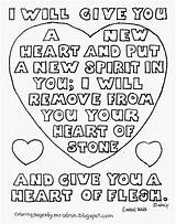 Heart Coloring Pages Kids Ezekiel Give Bible Will Sunday School 36 26 Sheets Activities Colouring Color Verse Stone Adron Mr sketch template