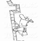 Ladder Climbing Outlined Convoluted Businessman Toonaday sketch template