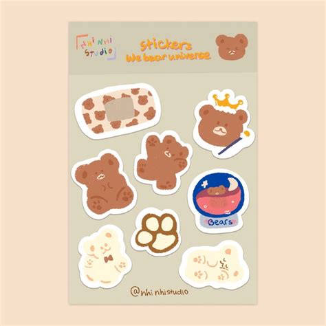 cute illustrations  merchandise  nhinhistudio pop stickers