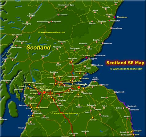 south east scotland map showing cities  towns