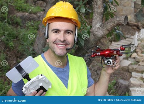 drone operator  construction site stock image image  digital hard