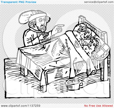 clipart of a retro vintage man supervising a defloration rite in black