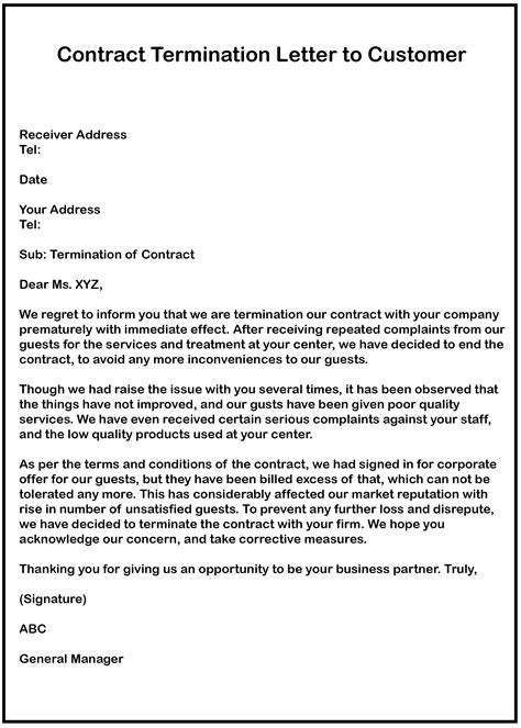 contract termination letter  customer   wiki