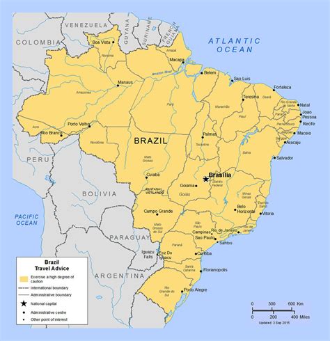 detailed political  administrative map  brazil  major cities