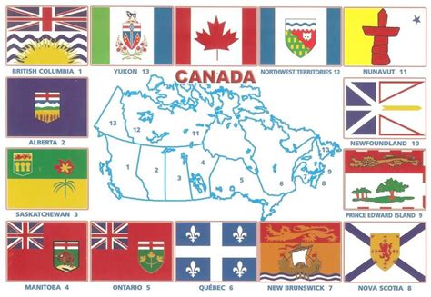 flags  canada  provinces  territories canada map