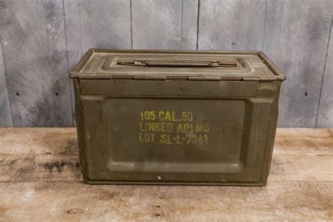 vintage  military ammo box green yellow ammunition cartridge box