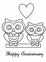 Anniversary Coloring Cards Printable Happy Card Mom Print Dad Create sketch template