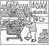 Kleurplaat Supermarkt Supermercado Kleurplaten Winkel Cashier Taal Abarrotes Tiendas Kinderboeken Vile Bezoeken Bord Getcolorings Markt Colori sketch template