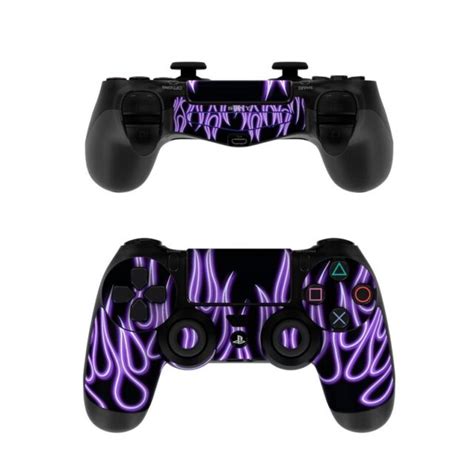 sony ps controller skin kit purple neon flames decalgirl decal ebay