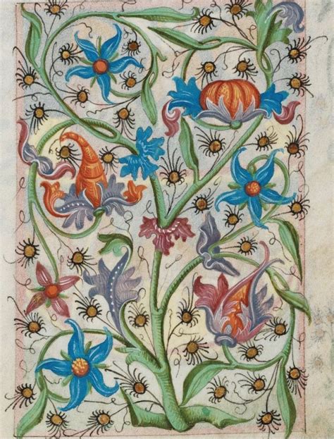 floral decorative page   medieval manuscript