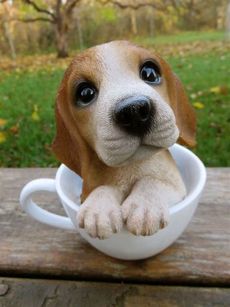 details  beagle puppy dog figurine  teacup statue resin pet