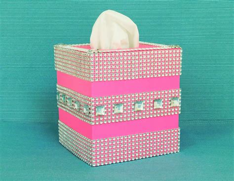 bright pink tissue box cover  silver bling  rhinestones etsy tissue box covers