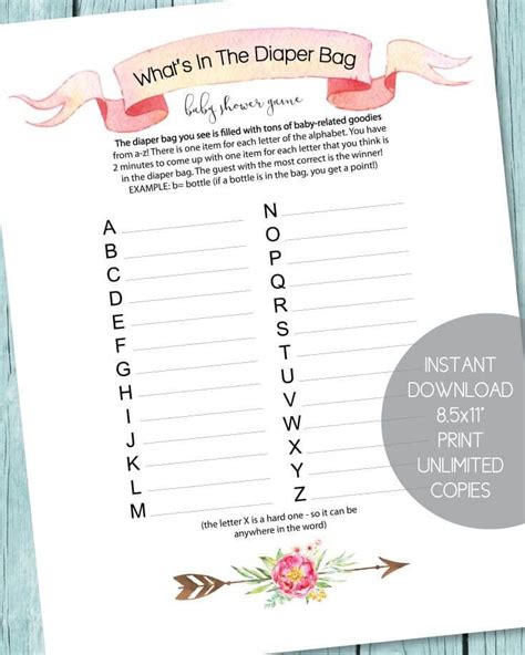 printable baby shower party supplies print  baby baby shower