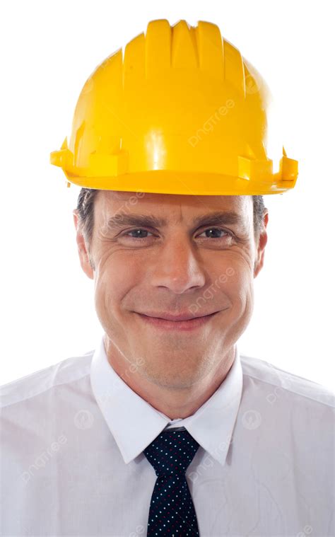 An Architect Wearing Yellow Safety Helmet Single Looking Construction