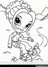 Girl Glamour Frank Lisa Coloring Pages Snowboard Girls sketch template