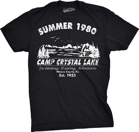 Mens Summer 1980 T Shirt Funny Vintage Camp Horror Novelty Tee For Guys