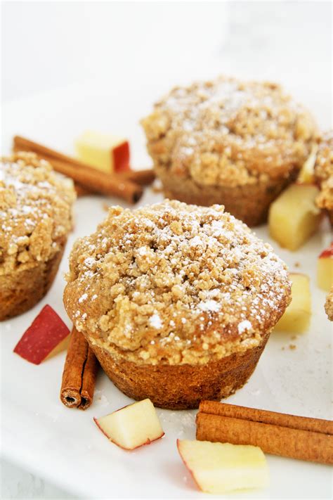 Moist And Tender Muffins Filled With Apple Pieces And Topped With