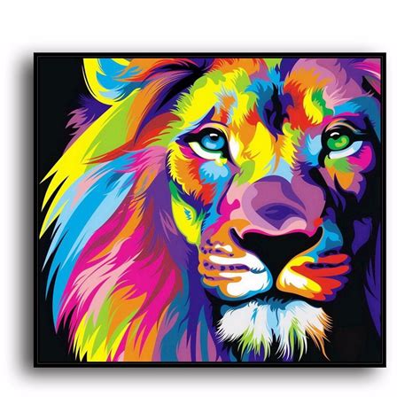lukisan abstrak warna singa hewan hd kanvas cetak dekorasi rumah