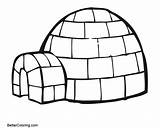 Igloo Coloring Pages Winter Printable Kids Adults Color sketch template