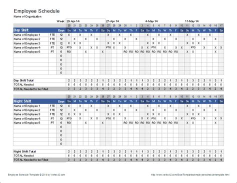 employee schedule templates   printable word excel  samples formats examples