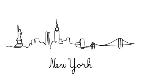 skyline   york  stile una linea immagini vettoriali stock