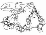 Coloring Pages Pokemon Legendary Groudon Kyogre Rayquaza Kids sketch template