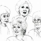 Golden Girls Coloring Pages Cards Greeting Set Illustrated sketch template