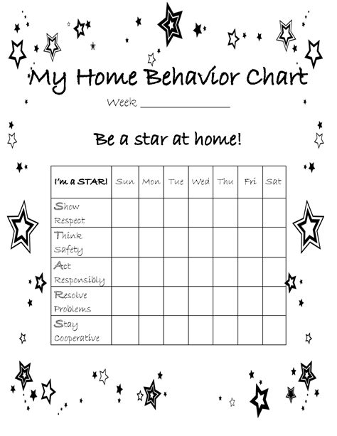 home behavior chart home behavior charts  printable behavior