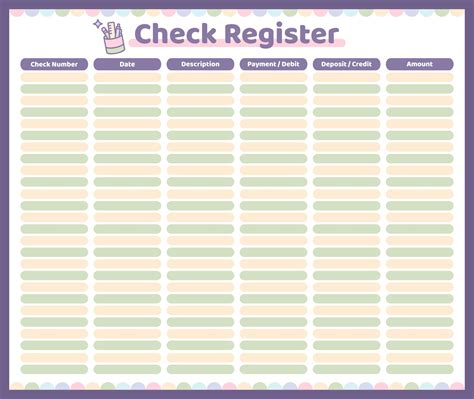 full page printable check register template printable templates