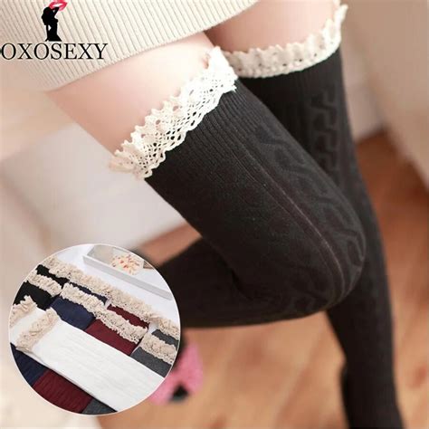 5 colors fashion autumn cotton lace japanese girls stockings girl women