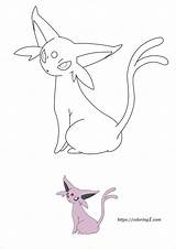 Pokemon Eevee Espeon Evolutions Coloring1 sketch template