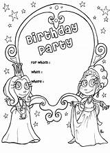 Coloring Birthday Pages Happy Card Printable Grandma Party Kids Princess Cards Mom Color Teacher Invitation Daddy Girls Print Invite Template sketch template
