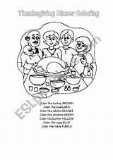 Thanksgiving Dinner Coloring Worksheet Worksheets Preview sketch template