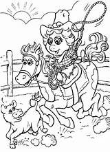 Coloring Cowgirl Hut Cow Down Funny Little sketch template