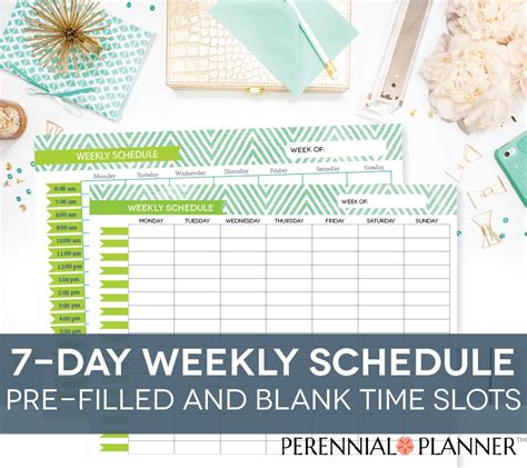 weekly schedule printable  days customizable daily times
