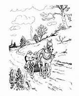 Coloring Christmas Pages Adults Classic Horse Traditional Sleigh Open Scene Drawings Sheets Scenes Kids Adult Printable Books Colouring Color Bible sketch template